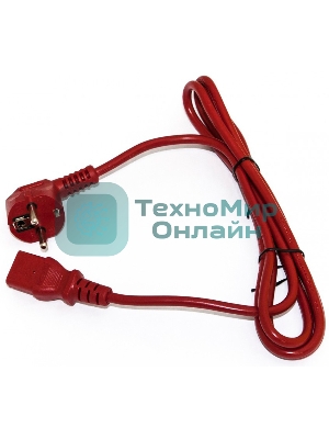 Кабель питания компьютера (Schuko+C13) (3x1.0), 10A, угловая вилка, 5 м, красный Hyperline PWC-IEC13-SHM-5.0-RD