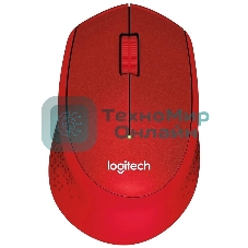 Мышь беспроводная Logitech M280 красный, 1000 dpi, радиоканал, USB, кнопки - 3
