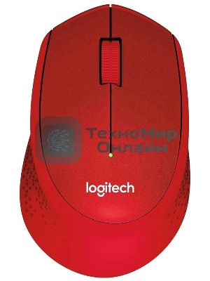 Мышь беспроводная Logitech M280 красный, 1000 dpi, радиоканал, USB, кнопки - 3
