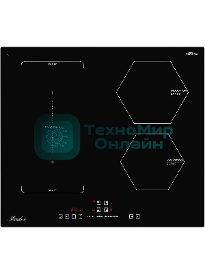 Индукционная варочная панель Monsher MHI 6016, индукция, инвертер, 60 см, 9 уровней мощности, бустер, Stop and Go, автоматическое отключение, таймер, индикатор остаточного тепла, сенсорное/слайдерное управление, черный