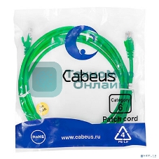 Патч-корд Cabeus, cat.6, неэкр., U/UTP, RJ45/RJ45, PVC, AWG24, 3м, зеленый