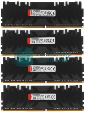 Оперативная память Kingston Fury Renegade, DDR4, 128Gb (4x32Gb), 3600MHz, CL18, DIMM, радиатор, RGB, черный/серебристый