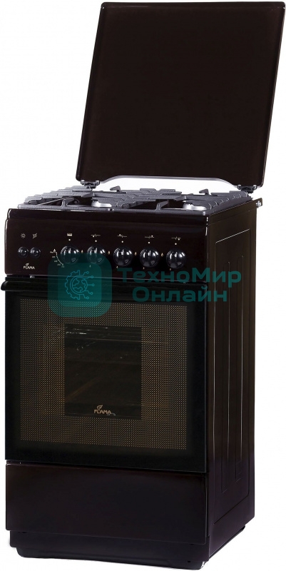 Плита Газовая Flama FG 24227 B коричневый (металлическая крышка) реш.чугун