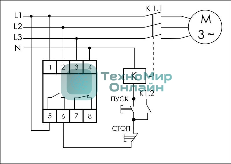 Реле контроля наличия и чередования фаз CKF-BR (монтаж на DIN-рейке 35мм; регулировка порога отключения; регулировка времени отключения; 3х400/230+N 2х8А 1Z 1R IP20) F&F EA04.002.003
