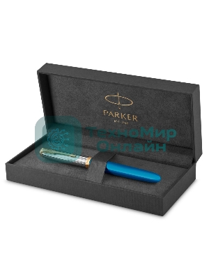 Ручка перьевая Parker 51 Premium (CW2169078) Turquoise GT, F, сталь нержавеющая, подарочная коробка