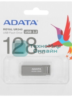 Флешка USB ADATA UR340 (AROY-UR340-128GbK), 128Gb, USB 3.2, R/W 100/30, черный
