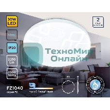 Потолочный светодиодный светильник Ambrella light FZ1040 WH белый 30W 6400K D370*55 (Без ПДУ)