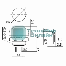 Выключатель-кнопка Rexant 250V 1А (2с) OFF-(ON) Б/Фикс красный Micro