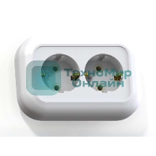 Розетка Кунцево-Электро 2-м СП Валентина РС16-830 с заземл. белый