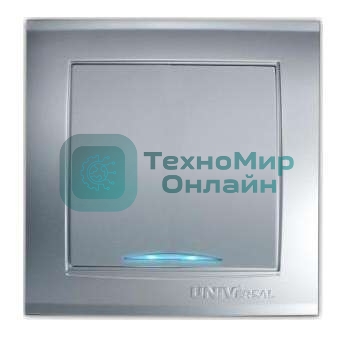 Выключатель 1-кл. СП Бриллиант 10А IP20 с подсветкой серебр. Universal 7949643