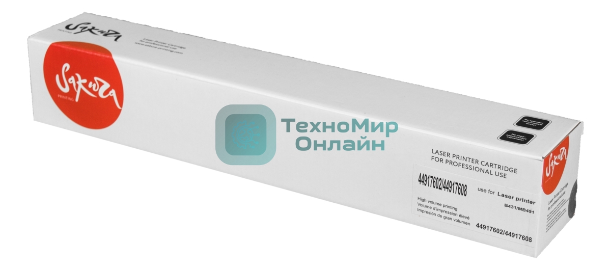 Картридж Sakura 44917608/44917602 для OKI MB491/B431, черный, 12 000 к.