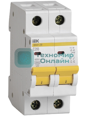 Выключатель автоматический IEK MVA20-2-020-CВА47-29 2Р 20А 4,5кА х-ка С IEK