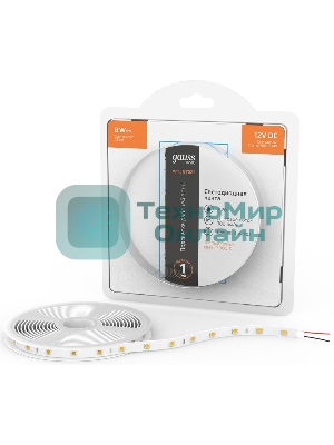 Лента светодиодная Basic Gauss 12V 8W/m 900lm/m 3000K IP20 LED 3m 1/100