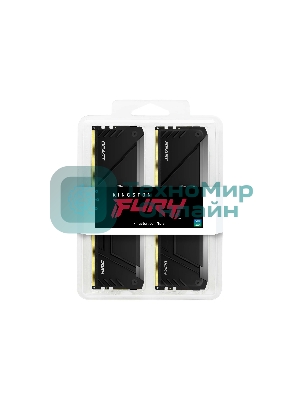 Оперативная память Kingston Fury Beast, DDR4, 64GB (2x32GB), 3200MHz, CL16, DIMM, с радиатором, RGB, черный