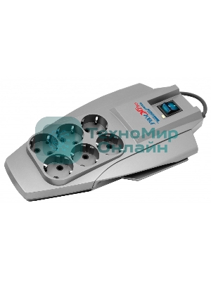 Сетевой фильтр Pilot X-Pro 3 м, 6 розеток, серый, коробка