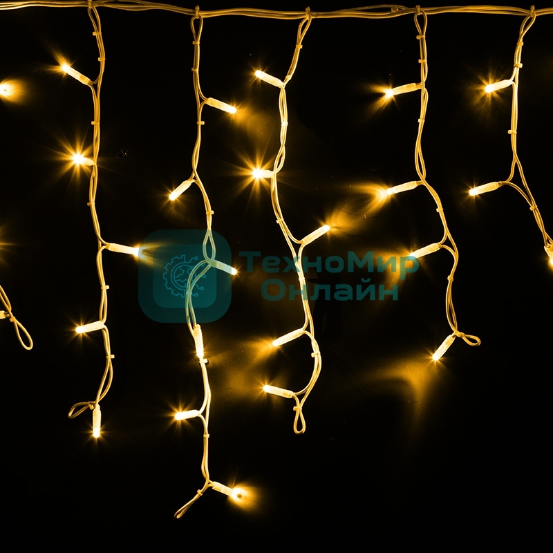 Гирлянда Neon-night Айсикл (бахрома) светодиодный, 4,0 х 0,6 м, белый провод каучук, 230 В, диоды желтые, 128 LED