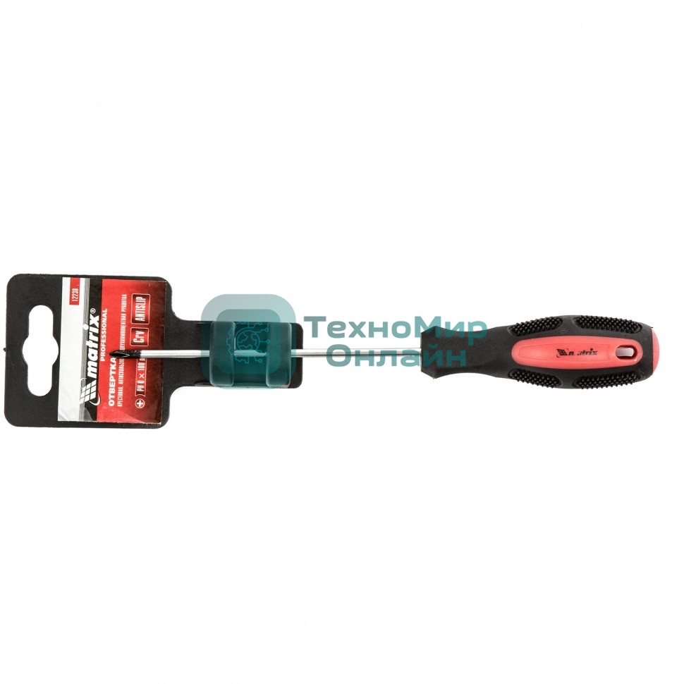 Отвертка Matrix Anti-Slip, PH0 х 100 мм, CrV, двухкомп. рукоятка