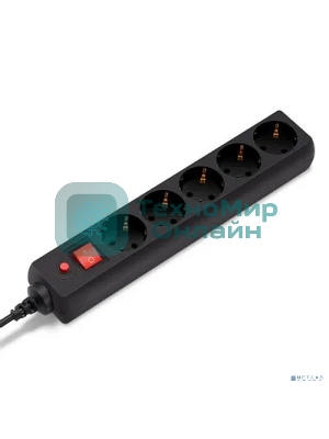Сетевой фильтр Buro 500SH-1.8-UPS-B 1.8 м, 5 розеток, черный, коробка
