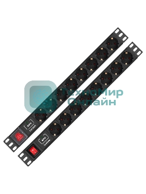 Блок розеток с сетевым фильтром (Surge Protect) и выключателем с подсветкой ExeGate ServerPro PDU-19H802 Al-8S-EU1.8CU-SW-SPD1 (19