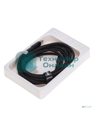 Кабель Rexant Type-C – Type-C, 5A, 100Вт, 2м, в черной нейлоновой оплетке