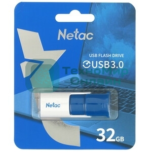 Флешка USB Netac U182 Blue (NT03U182N-032G-32BL), 32Gb, USB 3.0, R/W 70/30, синий/белый