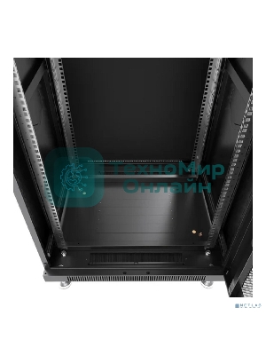 Шкаф телекоммуникационный напольный Cabeus, IP20, 12U, 730х600х600 мм (ВхШхГ), дверь: стекло, боковая панель: сплошная, разборный, черный