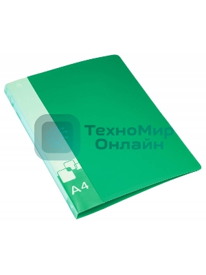 Папка на 2-х D-кольцах Бюрократ -0840/2DGRN A4 пластик 0.8мм кор.40мм внут.и торц.карм зеленый