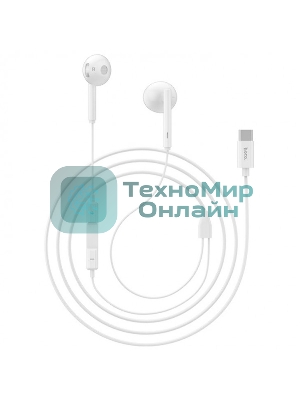Проводные наушники Hoco L10 белый, вкладыши, микрофон на проводе