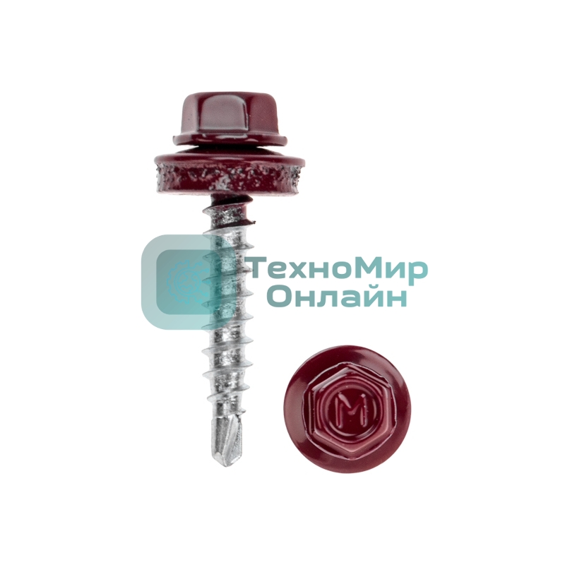 Саморез кровельный Kranz 4,8х29, окрашенный RAL 3005, короб (250 шт/уп)