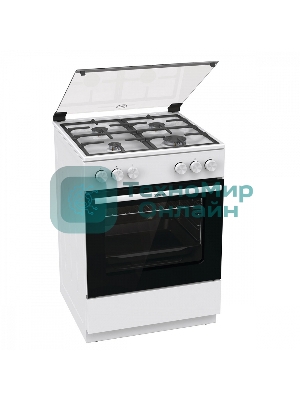 Плита газовая Gorenje GG6A11WF белый, конфорок 4 газовых, духовка 72 л, 60 см x 85 см x 60 см