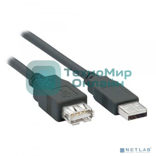 Кабель удлинитель Filum USB 2.0, 1 м., серый, разъемы: USB A male-USB A female, пакет. (FL-C-U2-AM-AF-1M)