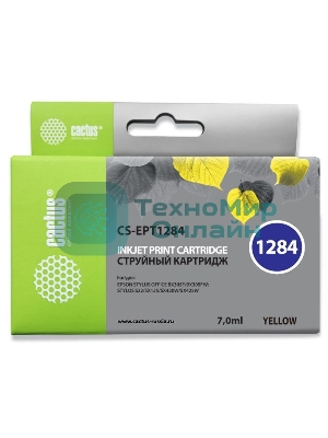 Картридж струйный Cactus CS-EPT1284 (T1284) желтый (7 мл) для Epson Stylus S22/S125/SX420/SX425/Office BX305