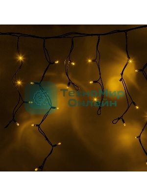 Гирлянда Neon-night Айсикл (бахрома) светодиодный, 4,0 х 0,6 м, черный провод каучук, 230 В, диоды желтые, 128 LED