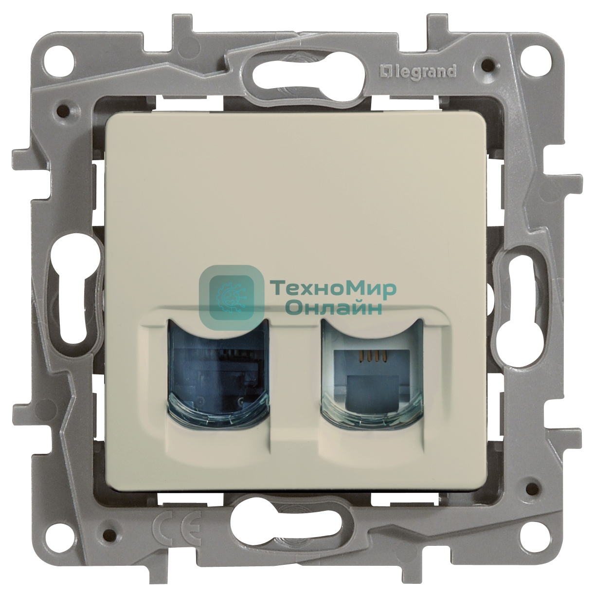 Розетка компьютерная RJ11+RJ45 к. 5 UTP, сл. кость ETIKA Розетка RJ11+RJ45 к. 5 UTP, сл. кость