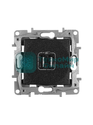 Розетка USB 2-ая 240В/5В 2400мА 672694 Legrand Etika Антрацит