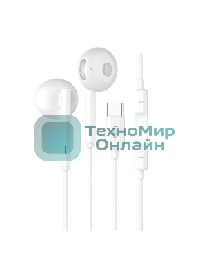 Проводные наушники Hoco L10 белый, вкладыши, микрофон на проводе