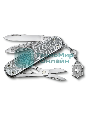 Нож перочинный Victorinox Classic Brilliant Damast (0.6221.34) 58мм 5функц. серебристый подар.коробка