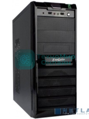 Компьютерный корпус ExeGate EX278399RUS Miditower ExeGate XP-329S Black, ATX, (XP500, Black,120мм), 2хUSB, Audio