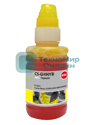 Чернила Cactus CS-GI490YB желтый100мл для Canon Pixma G1400/G2400/G3400