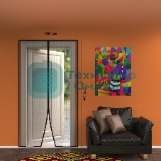 Дверная антимоскитная сетка 210х100см, с магнитами по всей длине, черная ЧЕТЫРЕ СЕЗОНА