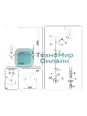 Люстра Ambrella light LH55351/10 BK/CGD/CL черный/золото/прозрачный G9/10 max 30W D550*690