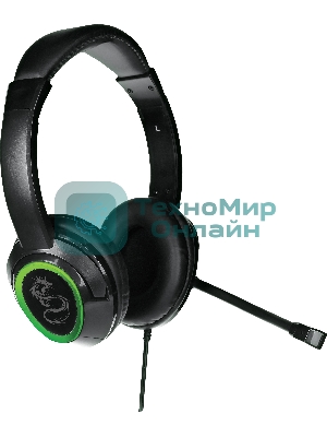 Гарнитура QUMO Dragon War Flex зелёный/чёрный, проводная, 3.5 мм