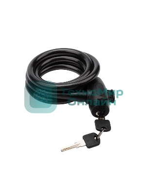 Тросовый замок взломостойкий для велосипедов и колясок с ключом Четыре сезона 150 см черный 79-0316
