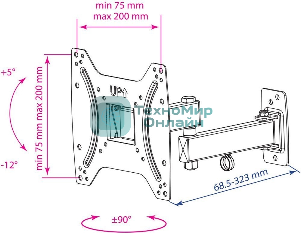 Крепеж Kromax OPTIMA-204 черный Кронштейн для LED/LCD телевизоров 15