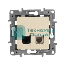 Розетка компьютерная RJ11+RJ45 к. 5 UTP, сл. кость ETIKA Розетка RJ11+RJ45 к. 5 UTP, сл. кость