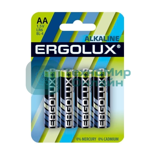 Элемент питания алкалиновый Ergolux LR6 BL-4 LR6 BL-4 1.5В Alkaline (блист.4шт)