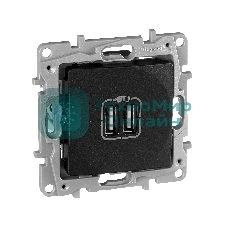Розетка USB 2-ая 240В/5В 2400мА 672694 Legrand Etika Антрацит