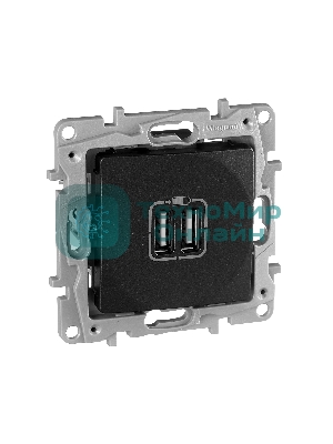 Розетка USB 2-ая 240В/5В 2400мА 672694 Legrand Etika Антрацит