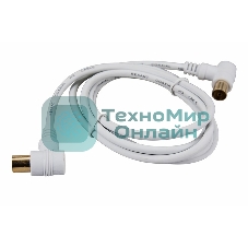 Шнур ТВ гнездо - ТВ штекер, угловой, длина 5 метров, белый Rexant