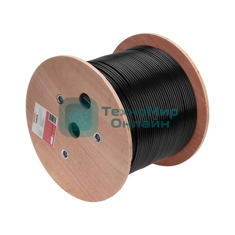 Кабель витая пара Rexant U/UTP, CAT 6, PE, 4PR, 23AWG, OUTDOOR, SOLID, черный, 305м